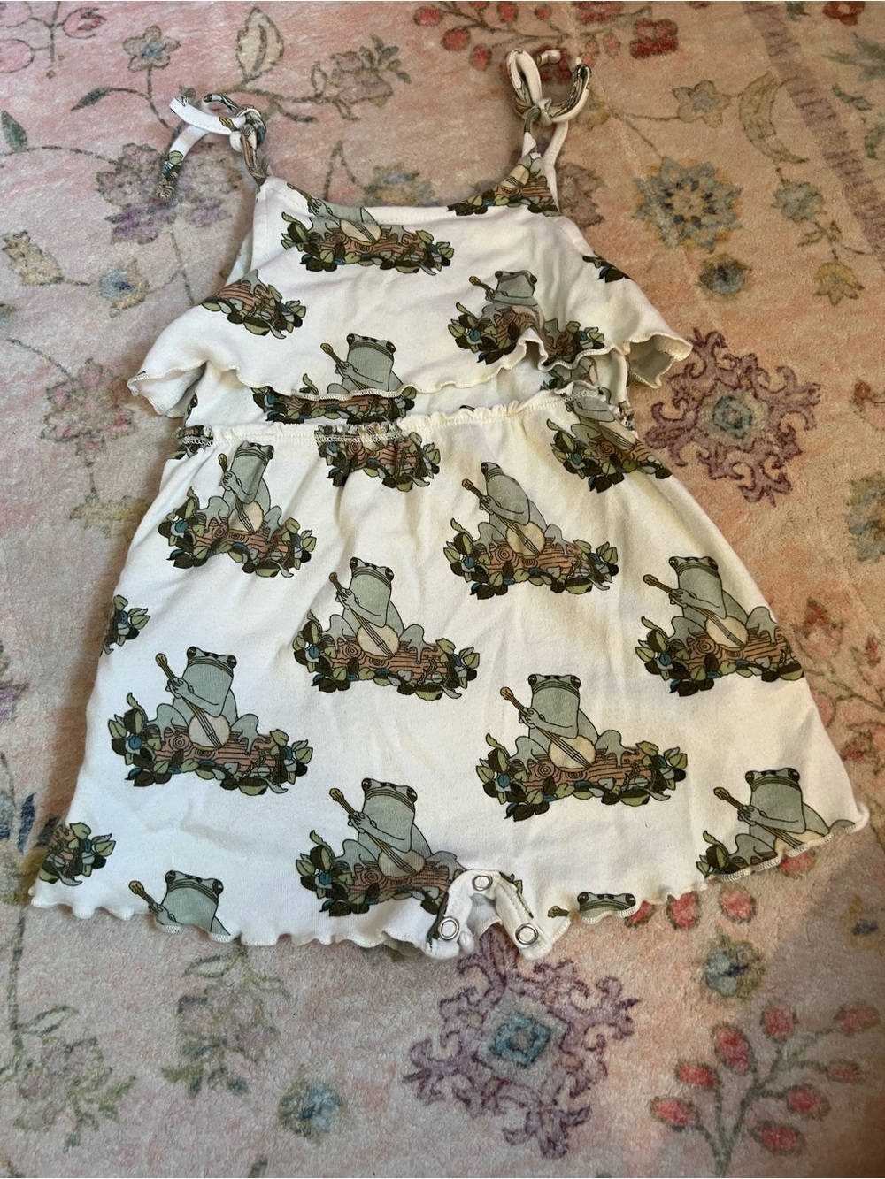 kate quinn White Frog Print Girls Romper